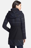 Thumbnail for your product : GUESS Colorblock Plaid Hooded Coat