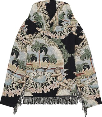 送料関税込み【AMIRI】CHERUB PALM HOODIE in BLACK Amiri Cherub Palm Tapestry Hoodie in Black | FWRD