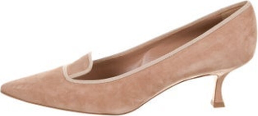 Manolo Blahnik Suede Pumps Neutrals Semi-Pointed Toes Includes Box
