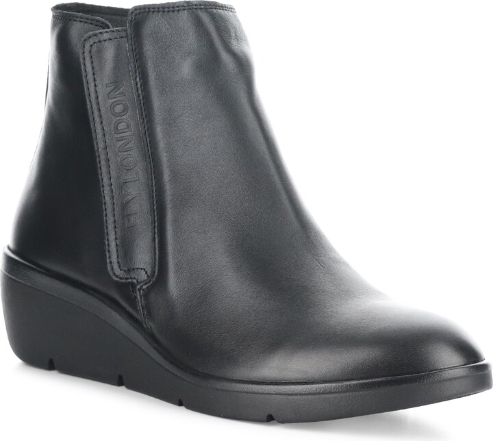 NWT Fly London Black Bibs Leather ankle boot