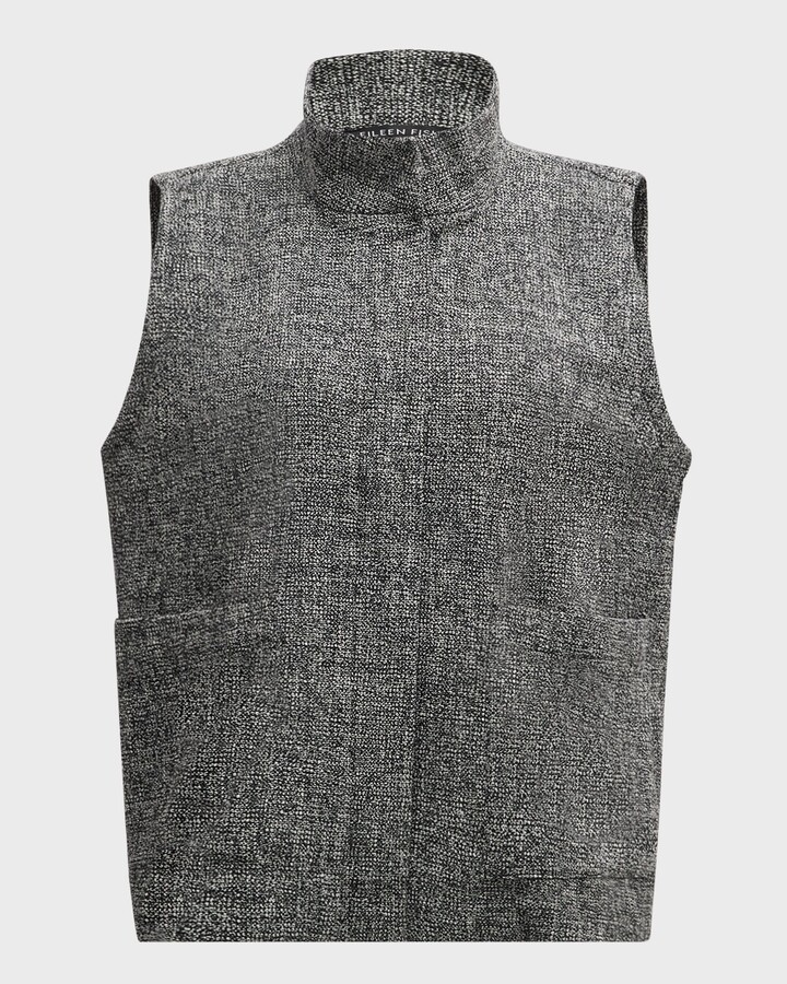 Eileen Fisher Stand-Collar Organic Cotton Tweed Vest ShopStyle