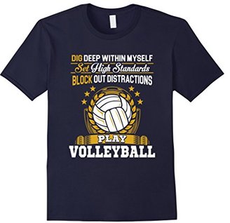 Men's Volleyball Tee: Dig Deep Set And Block Play Volleyball Shirt Small