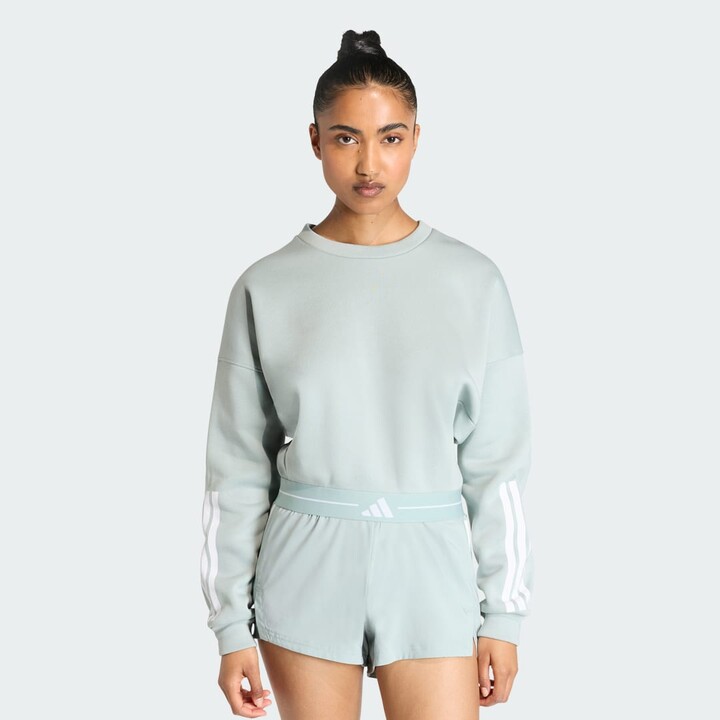 Hyperglam 3-Stripes Cropped Crewneck Sweatshirt