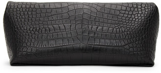 Alexander McQueen Black Croc Sculptural Pouch