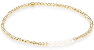 Mizuki 14K Yellow Gold & 3MM White Round Akoya Pearl Bracelet