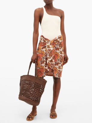 Dodo Bar Or Mosa Tie-front Floral-print Cotton Skirt - Brown Print