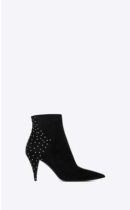 Saint Laurent Kiki Ankle Boots In Suede Decorated With Studs