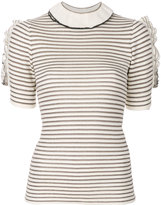 Thumbnail for your product : Sonia Rykiel ruffle striped short sleeve sweater
