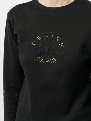 Céline Pre-Owned pre-owned logo embroidered long-sleeved T-shirt