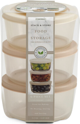 TJMAXX 3Pk 15.9Oz Round Glass Food Storage Set