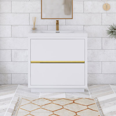 Mercer41 35.4'' Single Bathroom Vanity with Resin Top