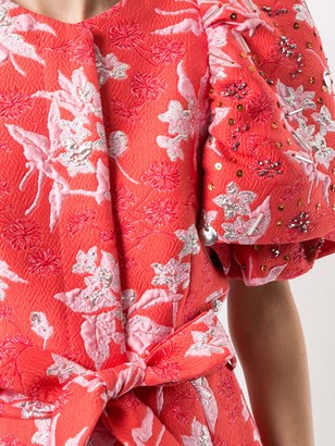 DELPOZO Floral Puff-Sleeve Jacket