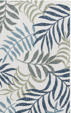Beachcrest Home Aramantha Floral Power Loomed Indoor/Outdoor Area Rug in Beige/Green/Blue