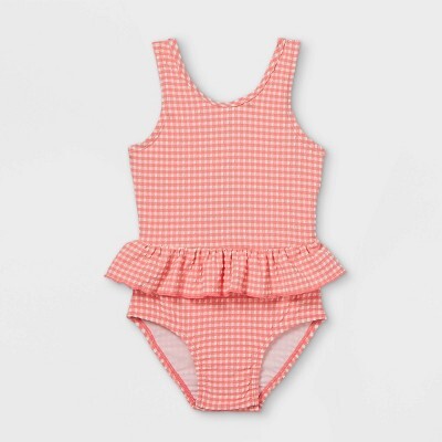 Toddler Girls' Seersucker One Piece Swimsuit - Cat & JackTM Pink/White
