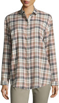 Thumbnail for your product : Lafayette 148 New York Sabira Long-Sleeve Madras Plaid Blouse, Femme Pink Multi