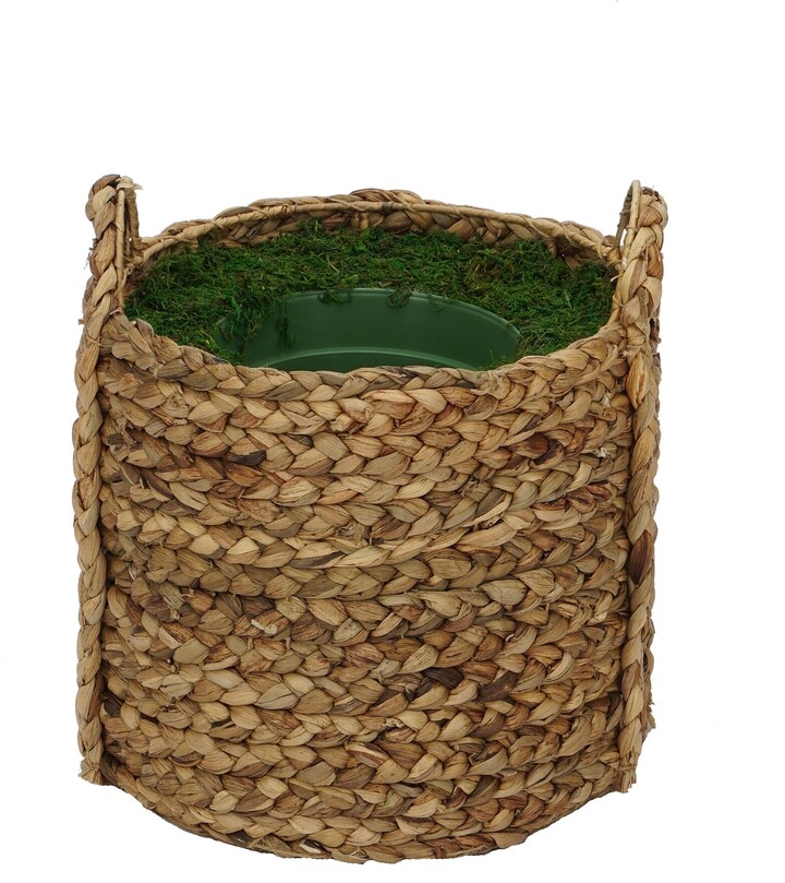House of Silk Flowers Large Braided Water Hyacinth Basket Planter Pot