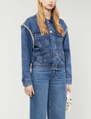 sandro jean jacket with pearls