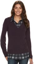 Thumbnail for your product : Croft & Barrow Women's Mock-Layer V-Neck Sweater