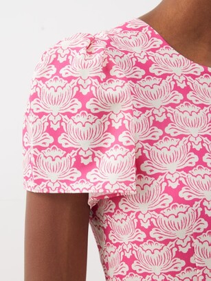 Rhode Resort Lulani Block-print Recycled-fibre Crepe Midi Dress - Pink Print