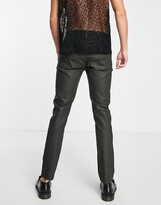 Thumbnail for your product : ASOS DESIGN skinny jeans in coated green