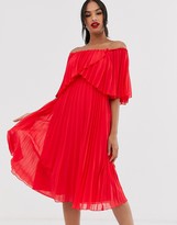 Thumbnail for your product : ASOS DESIGN DESIGN pleated bandeau midi dress with double layer