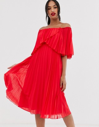 ASOS DESIGN DESIGN pleated bandeau midi dress with double layer