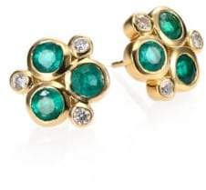 Temple St. Clair Classic Color Emerald, Diamond& 18K Yellow Gold Trio Earrings