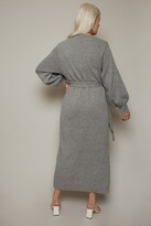 Thumbnail for your product : Little Mistress Finlay Grey Long Sleeve Wrap Midi Dress