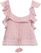 Thumbnail for your product : Love Sam Cropped Ruffle-trimmed Broderie Anglaise Top