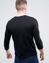 Thumbnail for your product : ASOS Long Sleeve T-Shirt With 3/4 Sleeve And Crew Neck In Black