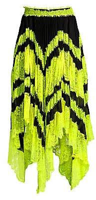 Alice + Olivia Women's Katz Sunburst Asymmetric Lace Midi Skirt