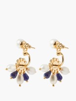 Thumbnail for your product : Erdem Crystal & Faux-pearl Fan Earrings - Blue Gold
