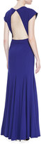 Thumbnail for your product : Zac Posen ZAC Short-Sleeve Embellished-Neck Gown