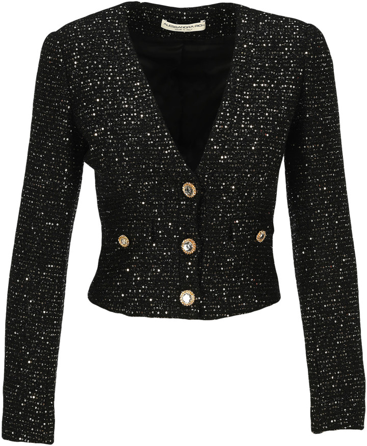 Alessandra Rich Sequin Tweed Blazer ShopStyle