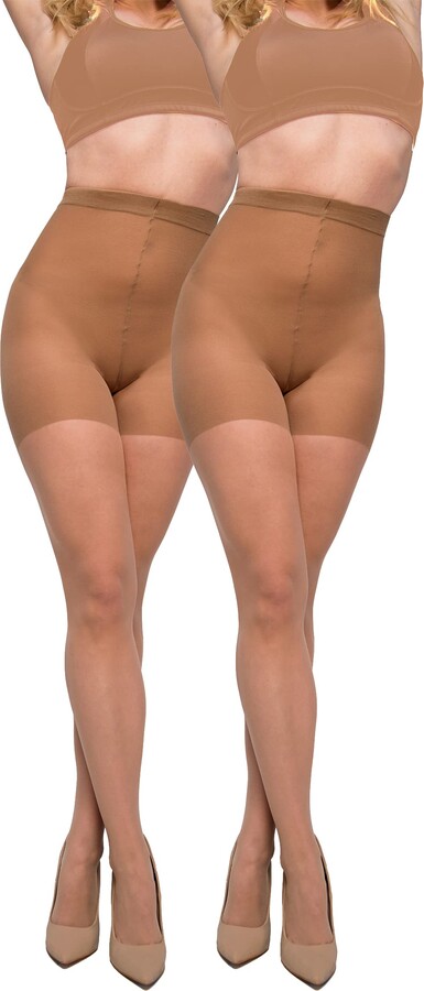 Exquisite Form Plus Size Curvation Womens 2Pack Control Top Soft Stretch  Pantyhose x3 - ShopStyle