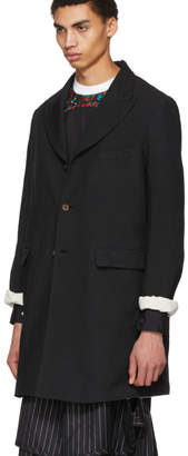 Comme des Garcons Homme Plus Black Double Cloth Twill Coat