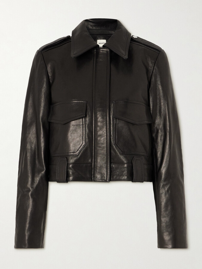 KHAITE Cordelia Cropped Leather Jacket - Black