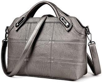 Amarte Women's Motorcycle Style Zip Bag Soft Leather Shoulder Handbag