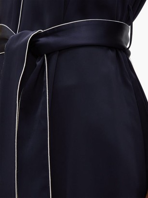 ODYSSEE Claret V-neck Satin Dress - Navy