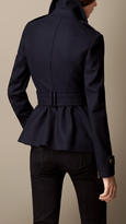 Thumbnail for your product : Burberry Peplum Detail Felted Wool Blend Biker Jacket