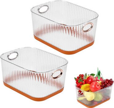 Set Of 2 Refrigerator Organizers & Clear Storage Bins PET Storage Containers, Clear View Clear Organizer For Kitchen