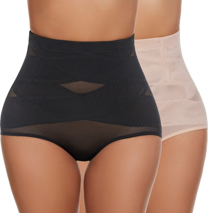 YADIFEN 2 Pack Shapewear for Women Tummy Control High Waisted Body Shaper Compression  Underwear Firm Control Girdle Panties - ShopStyle