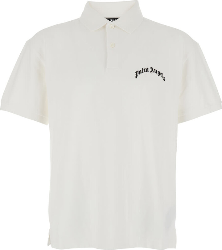 White Polo Shirt With Logo Lettering On Front And Rear In Cotton Piquet Man