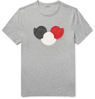 Moncler AppliquÃ©d MÃ©lange Cotton-Jersey T-Shirt
