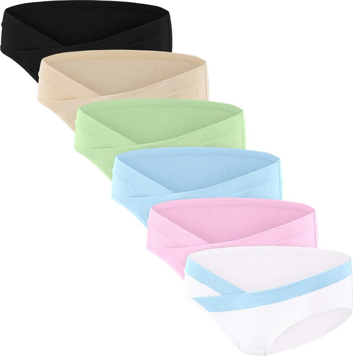 HBselect 6 Pack Women Under The Bump Maternity Knickers Bikini Cotton