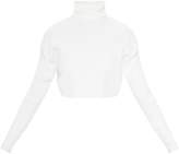 Thumbnail for your product : PrettyLittleThing Cream Knitted Ribbed Cropped Roll Neck Jumper