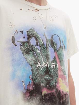 Amiri City Dragon Cotton T-shirt - Mens - White Multi