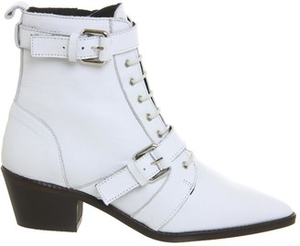 Office Ambassador Lace Up Boots Off White Leather