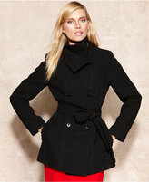 Thumbnail for your product : Calvin Klein Double-Breasted Belted Bouclé Pea Coat
