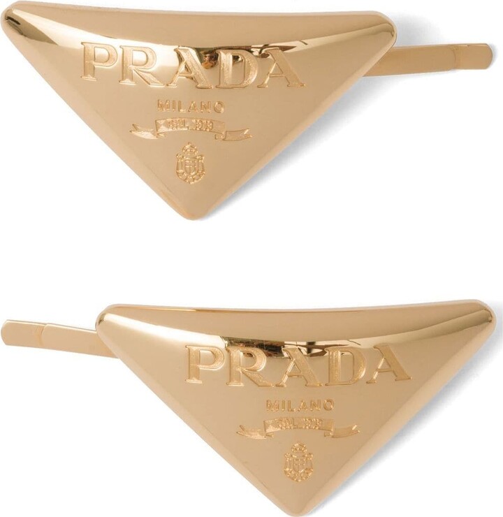 Prada Triangle Logo Hair Clips - ShopStyle